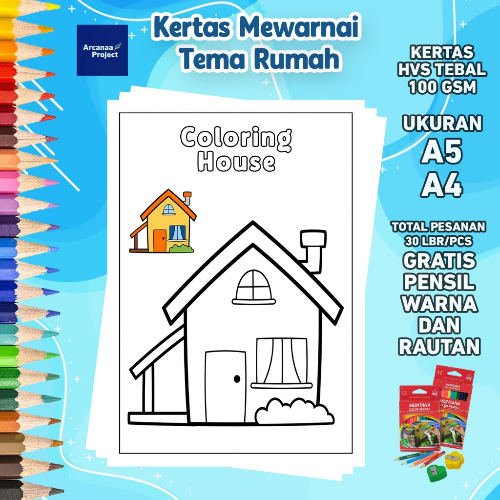 

Gambar Mewarnai Rumah Kertas Mewarnai Anak TK SD PAUD Kertas HVS A5 A4