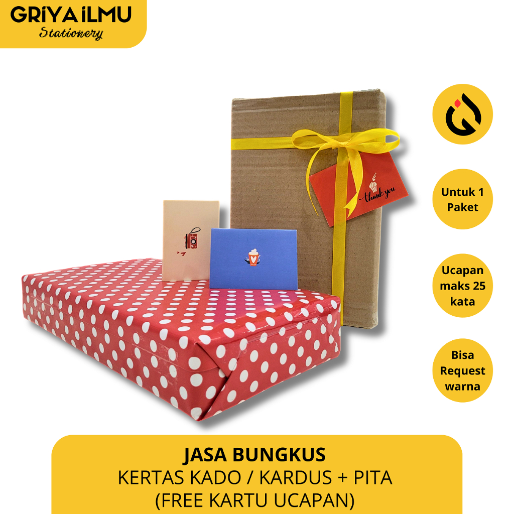 

BUNGKUS KADO + KARTU UCAPAN untuk mempercantik paket hampers kalian