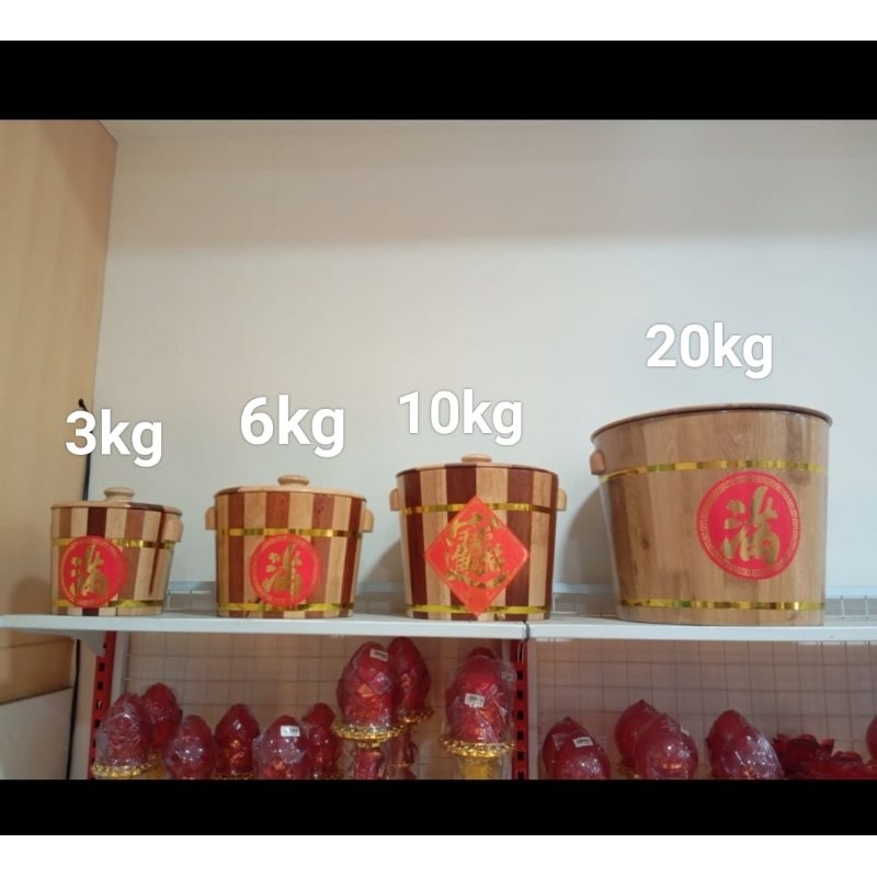 

Tong beras kayu/tempat simpan beras/tong kayu tempat beras 10kg