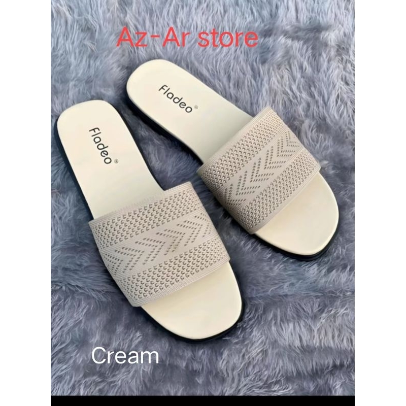 Sendal Slop motif Rajut wanita fladeo sendal cewek rajut Sendal Flat teplek remaja ukuran 36-40