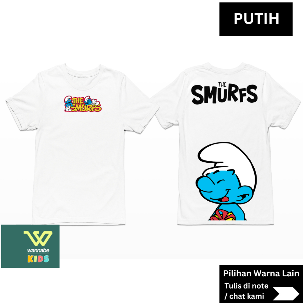 Kaos Komik Smurf Cotton Combed 24s Premium – Anti Bakteri Anti Melar & Tebal Hitam Pekat S-7XL Big S