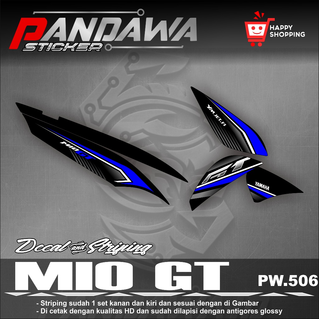 Stiker Striping MIO GT Variasi Desain Racing Simple , Stiker Mio GT PW-506