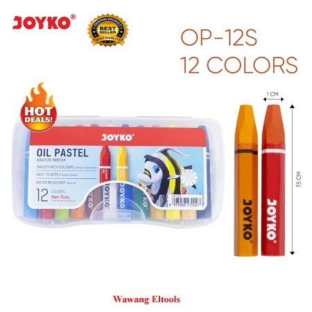 

[ 1 SET ] Crayon Krayon Joyko / Oil Pastel Joyko 12 Warna Original tipe OP-12S