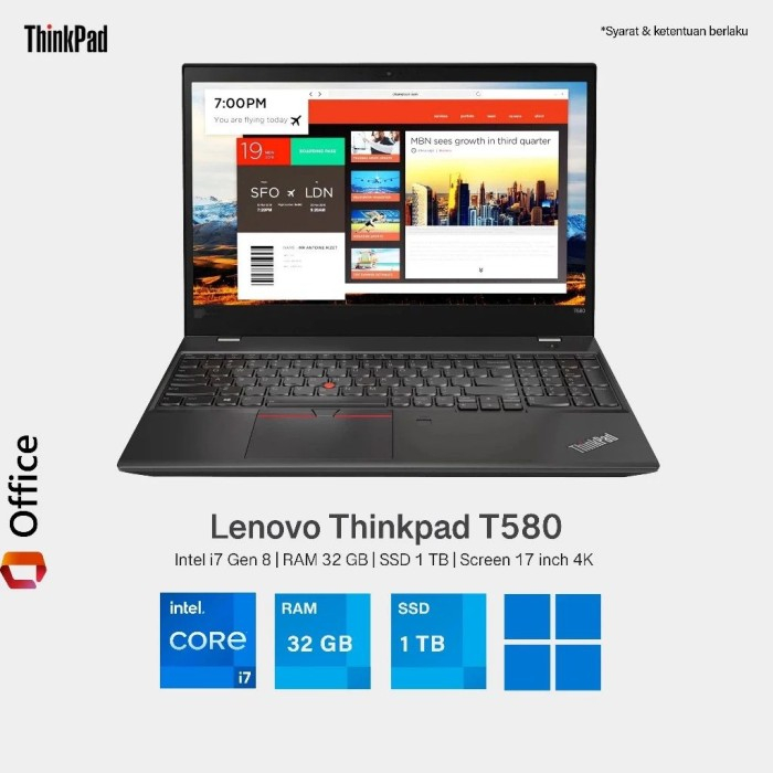 Laptop Lenovo Thinkpad T580 i7 GEN 8 RAM 16GB/1TB SSD