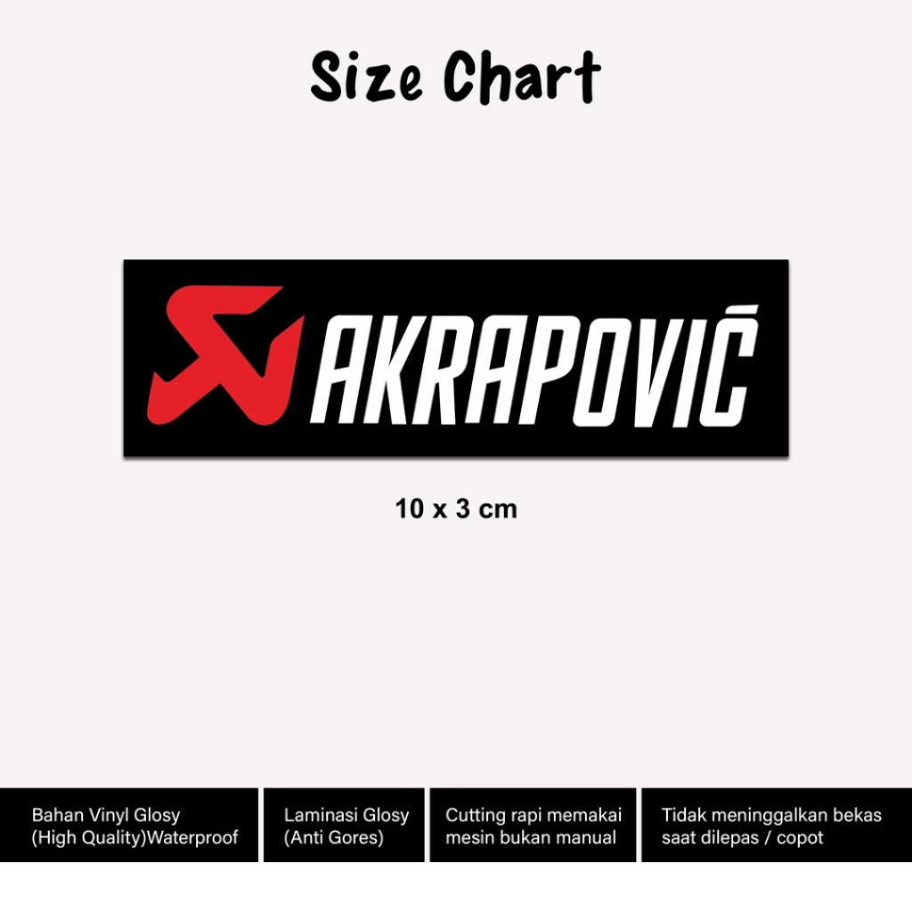 

Stiker Akrapovic Panjang 10cm Laminasi Glossy Sticker Knalpot Motor