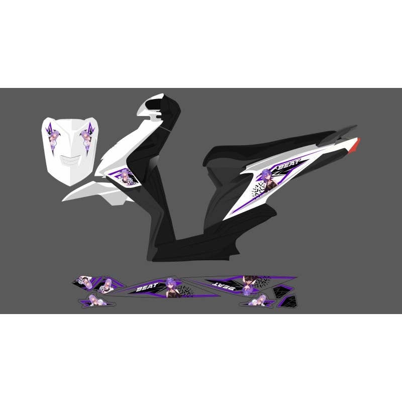 STRIPING STICKER TRANSPARAN BEAT KARBU DESAIN ANIME