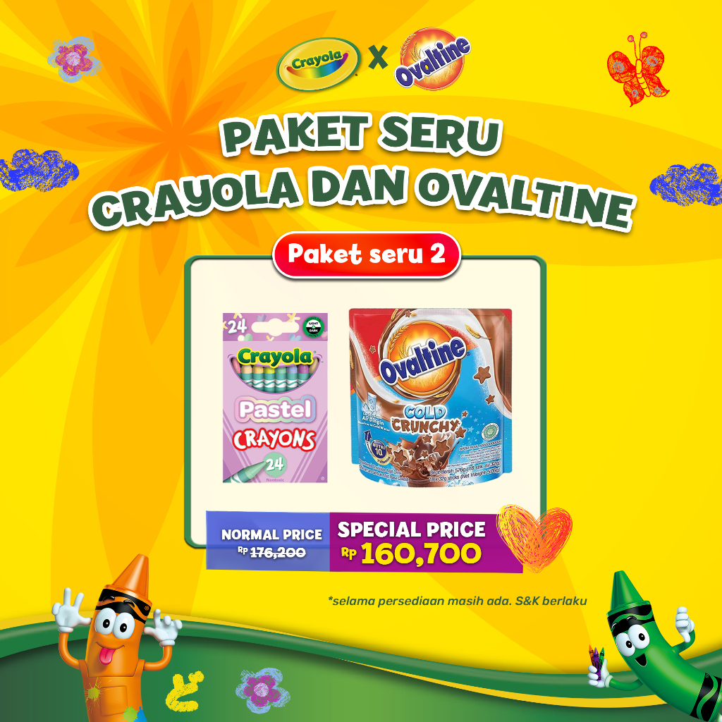 

BUNDLING Crayola Pastel Crayons Isi 24 ct Nontoxic x Ovaltine 18s