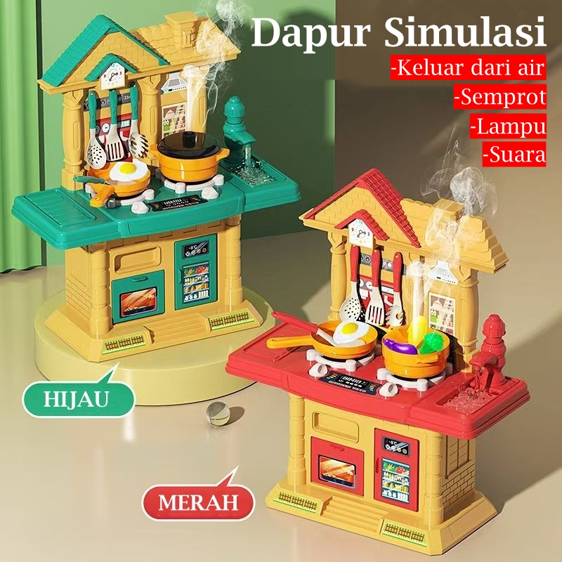 Mainan dapur anak, mainan memasak, dapur semprot, kitchen set simulasi lengkap, mainan rumah bermain