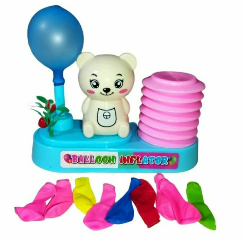 Mainan anak pompa balon boneka / Baloon inflator BU07 / Mainan anak pompa balon motif boneka panda