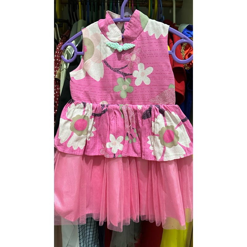 Preloved dress pesta anak flower(pink)