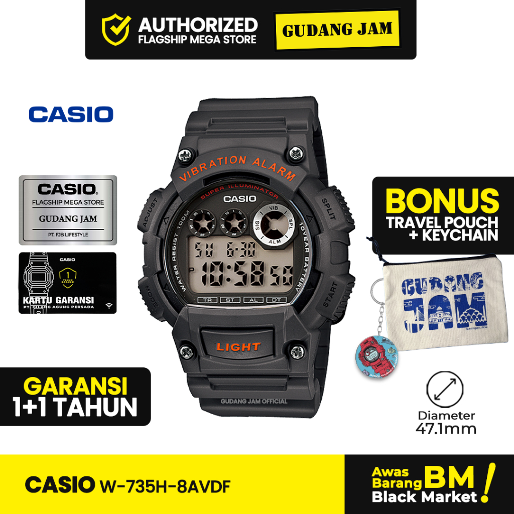 Jam Tangan Casio W-735H-8AVDF W-735H W-735 W735H W 735H