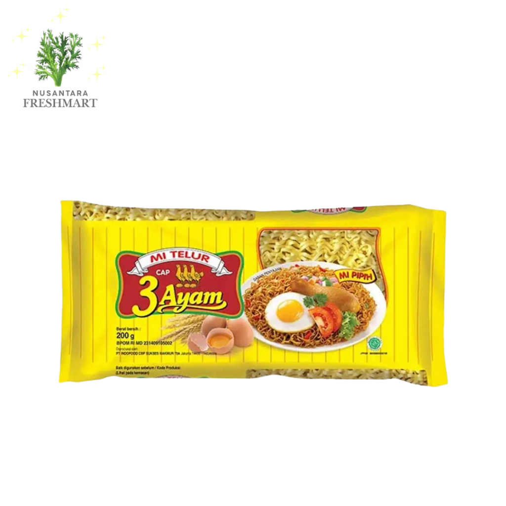 

[Nusantara Freshmart] Mie Telur Cap 3 Ayam 200 gr Per Pcs