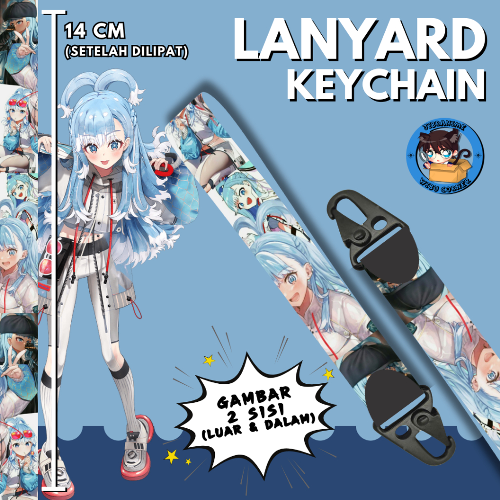 

Lanyard Strap Anime 2 Sisi / Kobo Hololive / Lanyard Custom Suka Suka / Gantungan kunci layard keychain