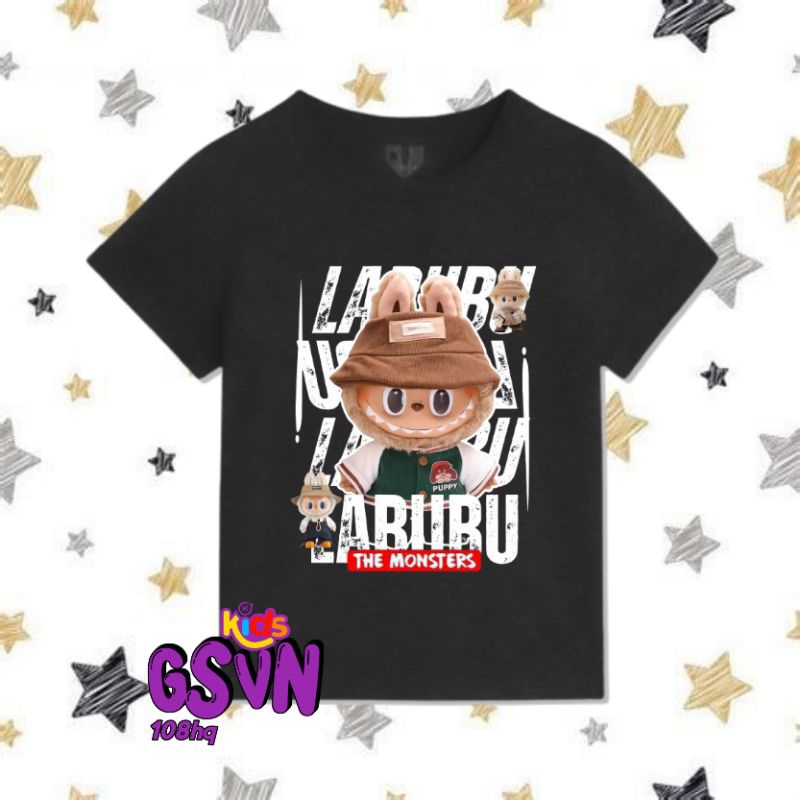 KAOS BAJU ANAK - TSHIRT TEE LABUBU THE MONSTER KIDS CARTOON LA BUBU MERAH BIRU LILAC COKLAT UMUR 3 4