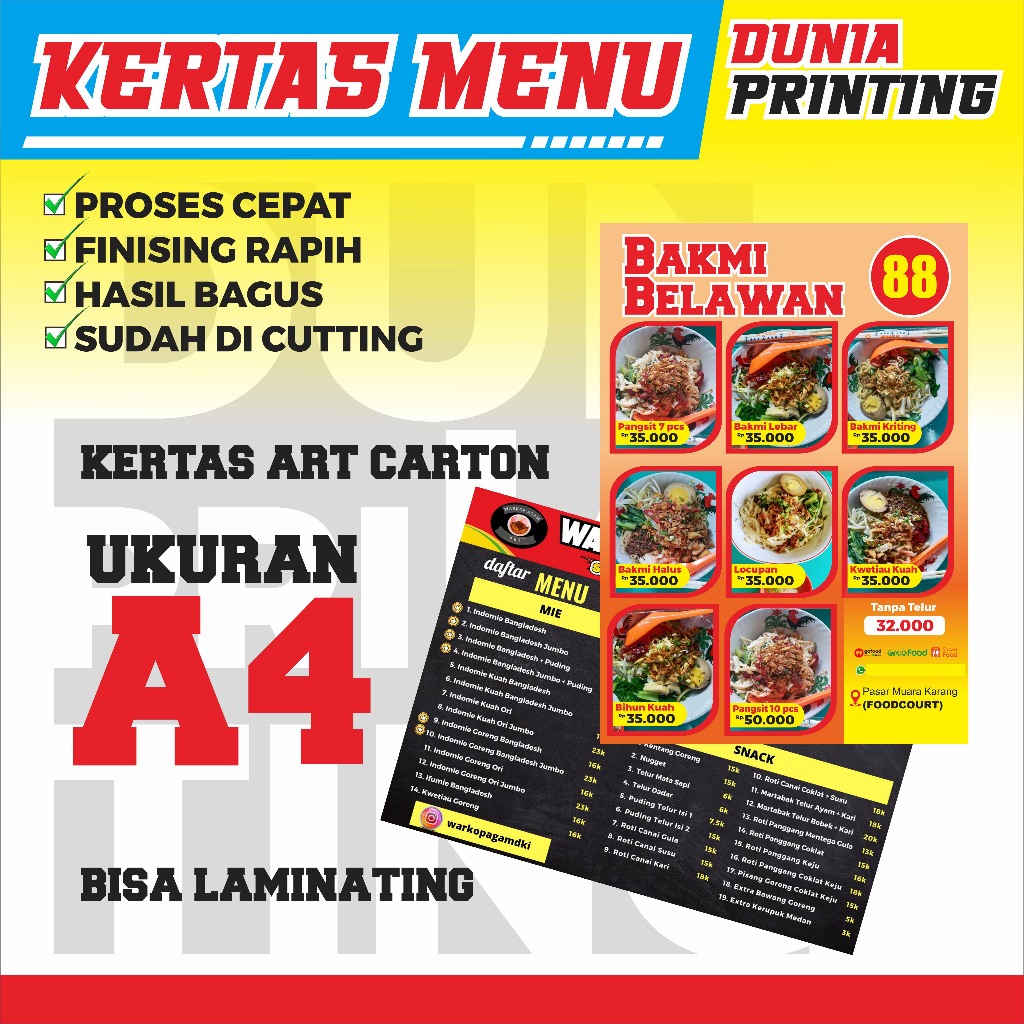 

CETAK KERTAS MENU BAHAN ART CARTON 260