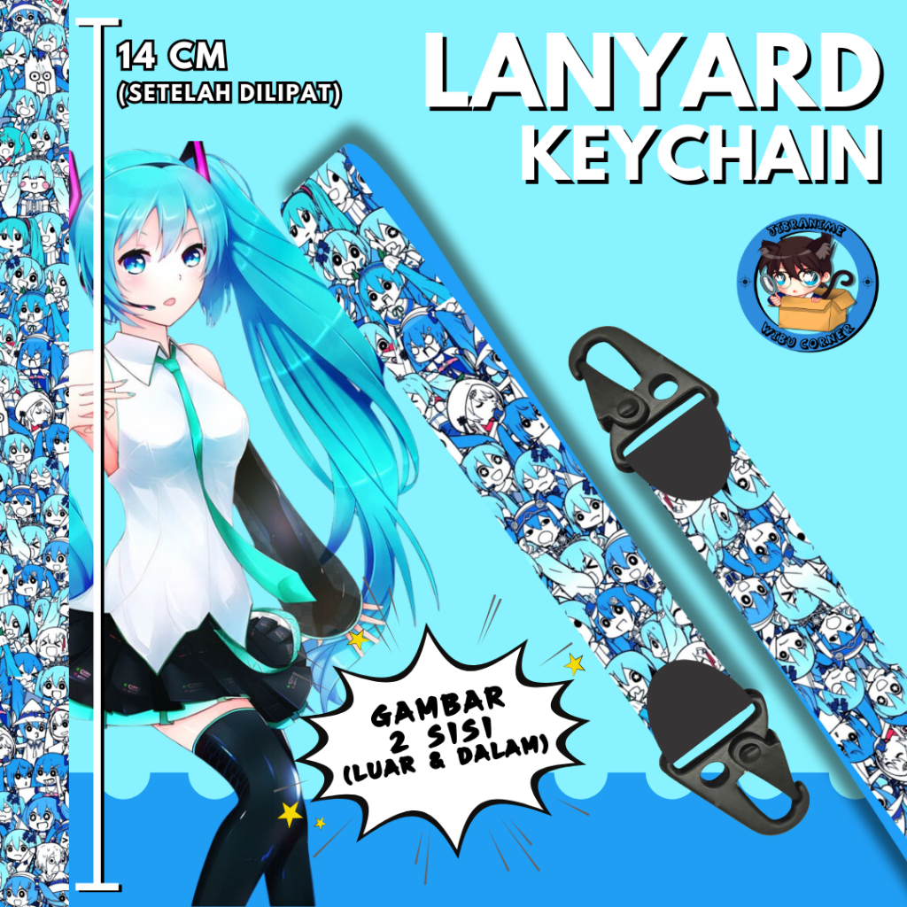 

Lanyard Strap Anime 2 Sisi / Hatsune Miku Vocaloid Versi 1 / Lanyard Custom Suka Suka / Gantungan kunci layard keychain