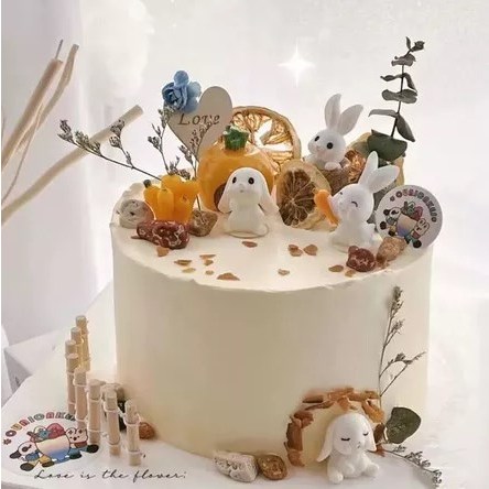 PAJANGAN KUE ULANG TAHUN KELINCI RABBIT BUNNY CARROT WORTEL CAKE MINIATUR/HIASAN KUE KELINCI SET....
