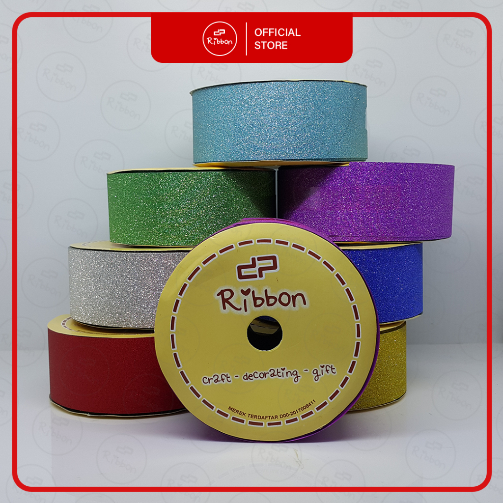 

GROSIR Pita Kado GLITTER 1.5" Pita Jepang 4cm Pita Rol Plastik 38mm RIBBON Kilap Kerlip Metalik Gliter