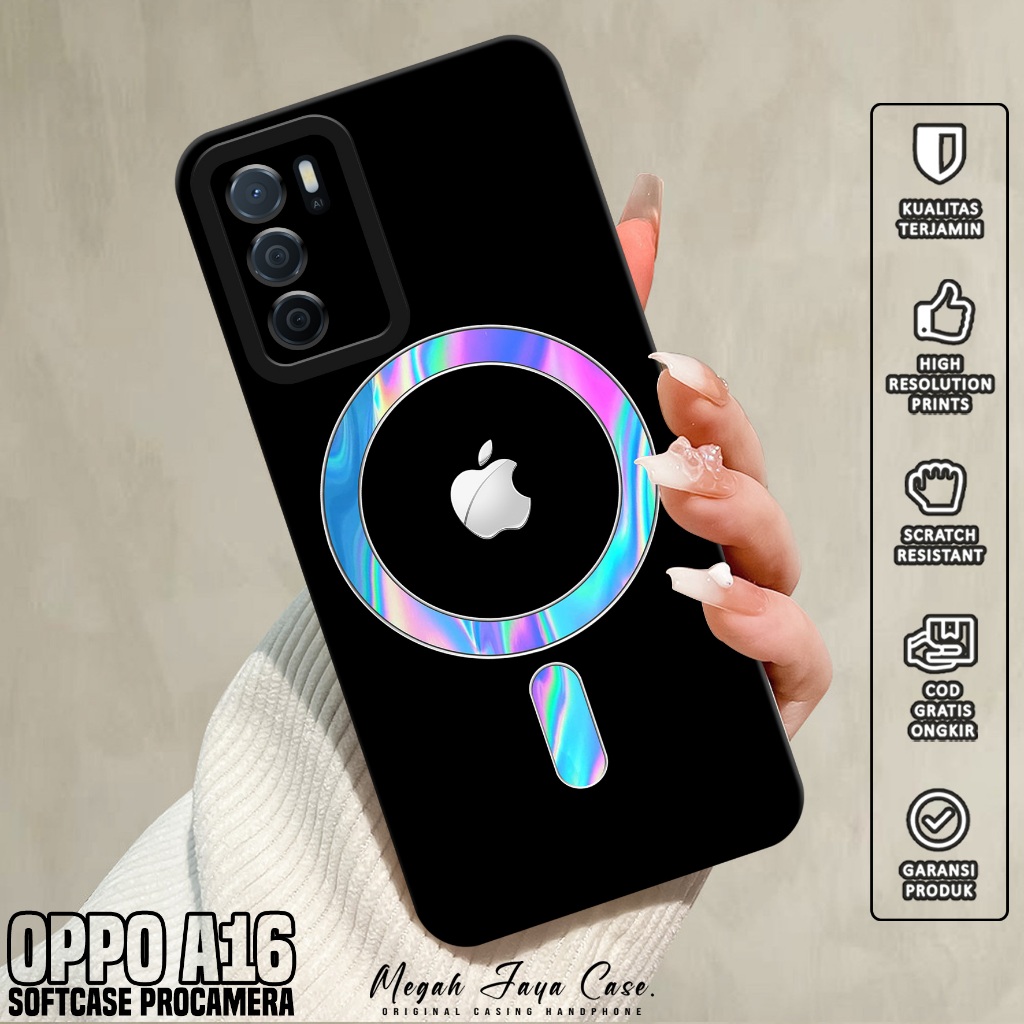 Case Oppo A16 - Casing Oppo A16 Motif Logo Magsafe - Silikon Hp Oppo A16 - Softcase Hp Oppo A16 - Ko