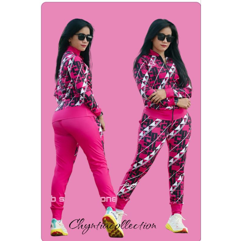 BAJU SENAM SETELAN OLAHRAGA WANITA SXB SPORT FANTA ROZA JAKET AND JOGGER