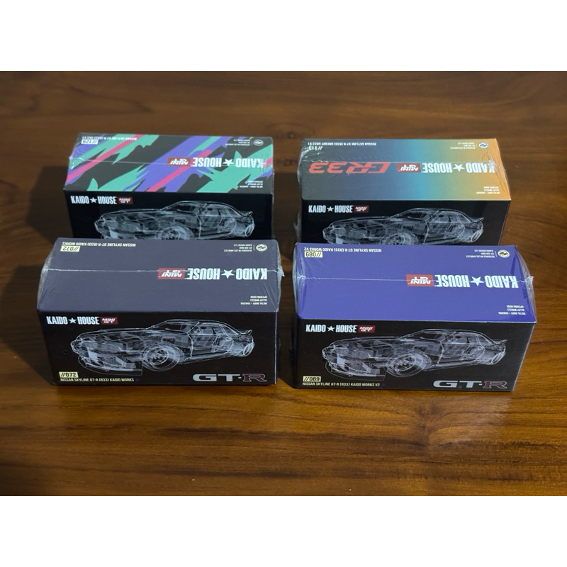 Mini GT x Kaido House Nissan Skyline GT-R (R33) V1 UNGU, Nissan Skyline GT-R (R33) V2 BIRU, Nissan S