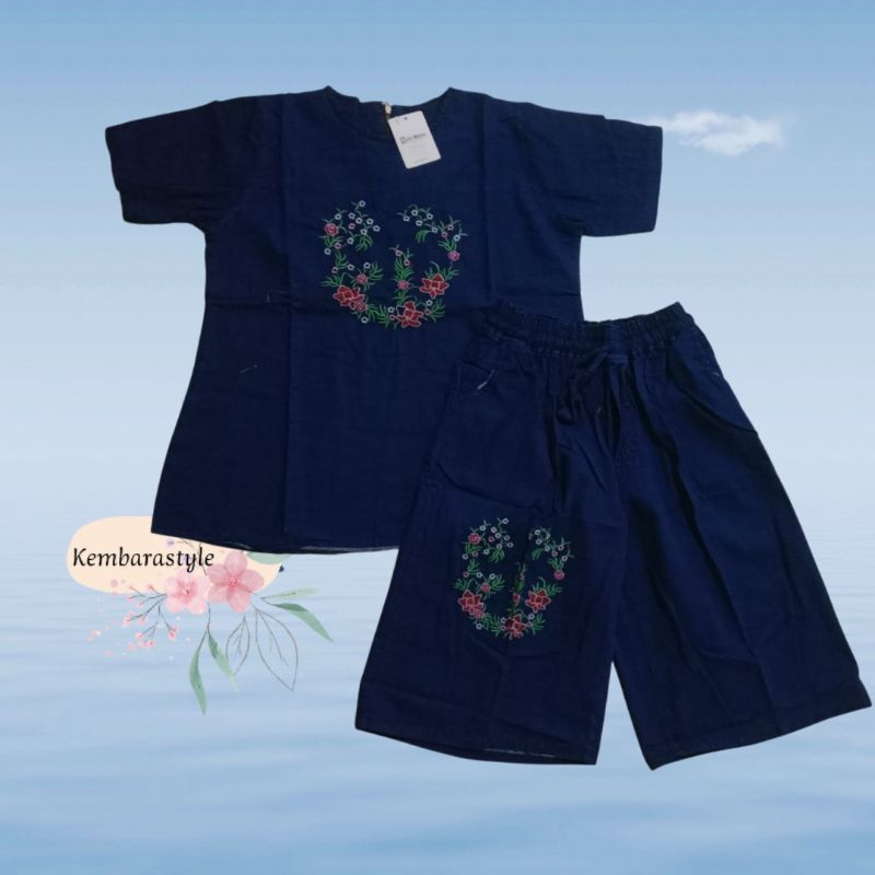Setelan Jeans Bordir Baju dan Celana Jeans Wanita Premium One set Baju Jins Bordir Wanita Kekinian