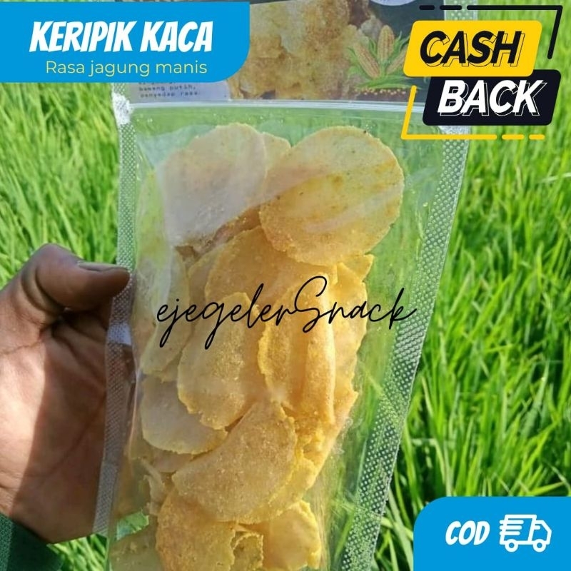 

keripik kaca rasa jagung manis cemilan kering snack food