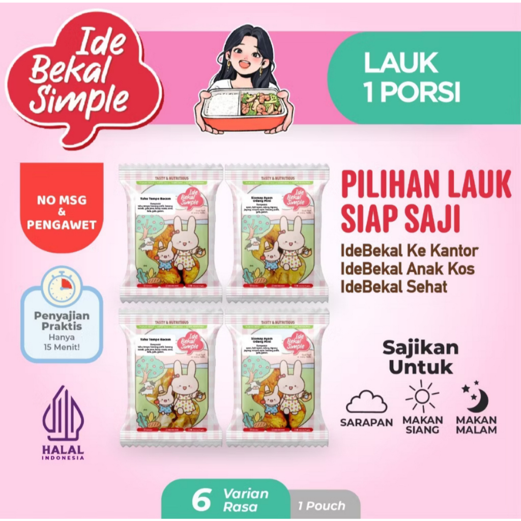 

Ide Bekal Lauk Bekal Siap Saji / Bekal Satu Lauk / Bekal Satu Porsi / Bekal ke Kantor / Bekal Anak Kos/ Bekal Sehat / Ready To Heat Meal / Siap Untuk Dipanaskan / Frozen Food / Makanan Siap Saji / Alami Tanpa Pengawet - No MSG