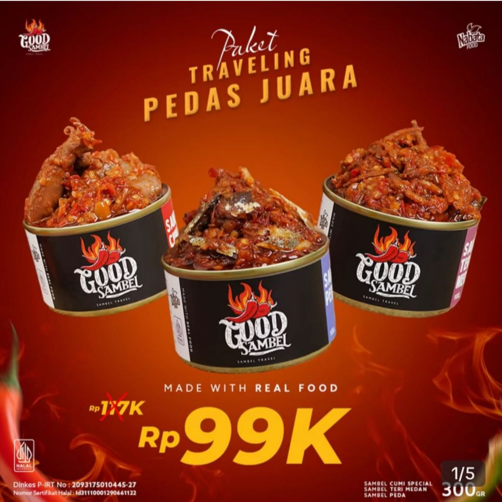 

Good Sambel – Paket Sambal 3 Varian Rasa Pedas Gurih Juara : Cumi, Teri Medan, dan Peda – Halal MUI