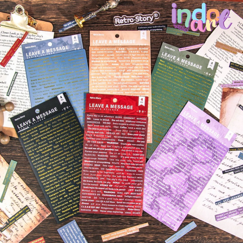 

(IAS) B3 - Sticker Deco Journal Scrapbook Words Letters Quotes Foil Emboss Gold isi 4 sheets