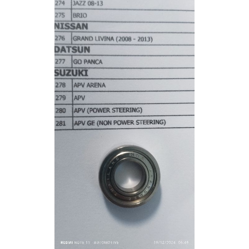 Bearing Dinamo Wiper Kijang Soluna NWB 2090ZZ All