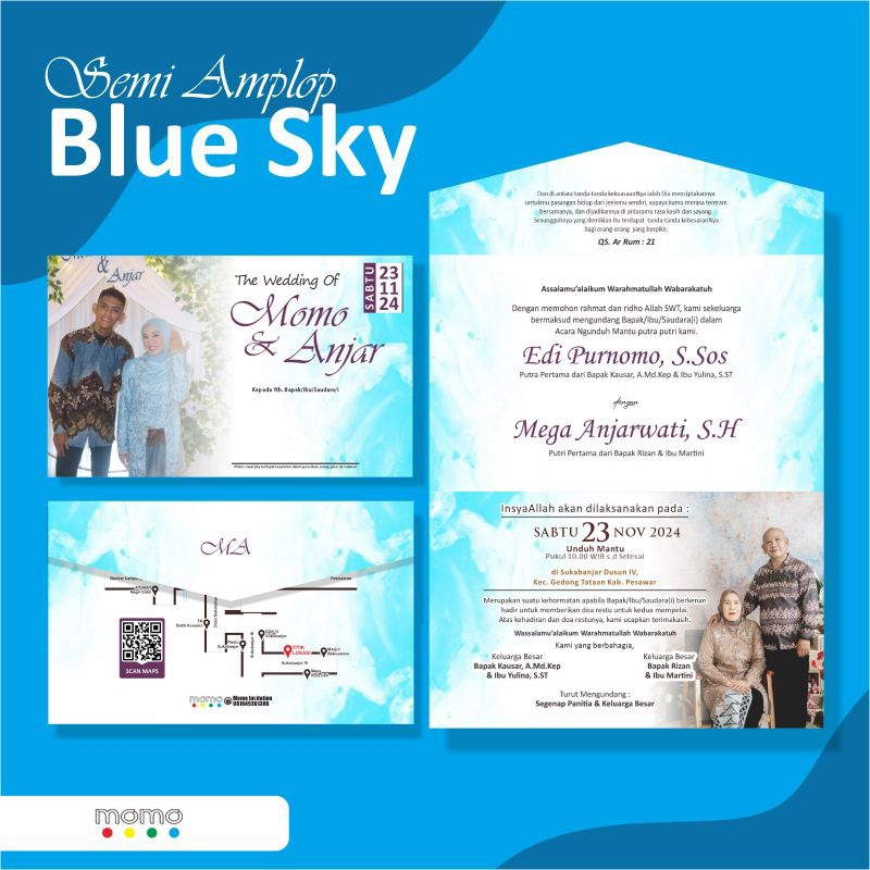 

Undangan Pernikahan, Undangan Khitanan, Undangan Website Semi Amplop Blue Sky