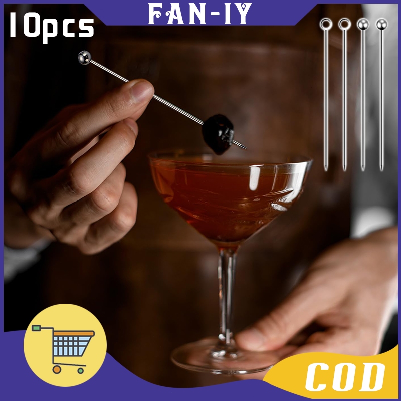 10Pcs Tusuk Buah Stainless Cocktail Pick / Koktail Buah Cocktail Foodgrade