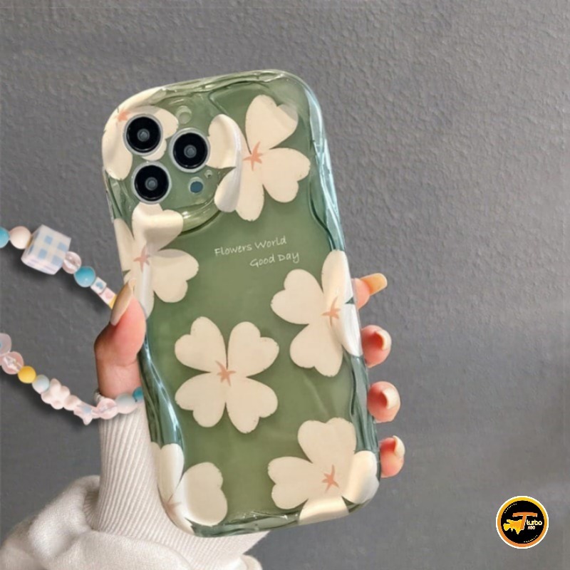 GL033 Premium Case Melting Green Flowers Bracelet Softcase / Casing Hp ITEL A04 A05S A50 A50C A60 A6