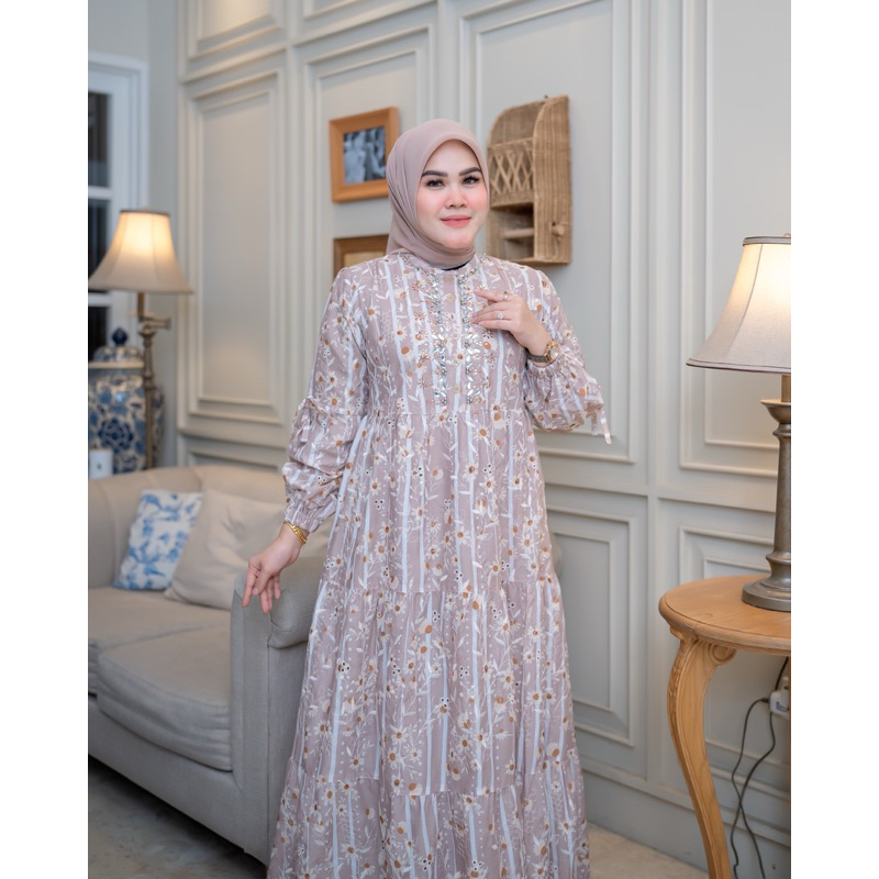 Gamis katun bordir bolong