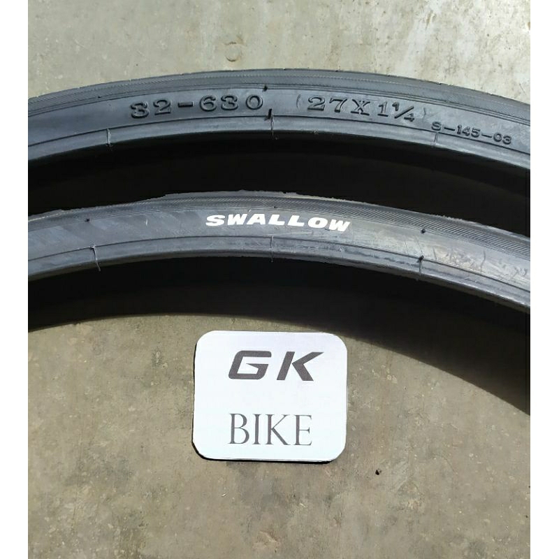 Ban luar sepeda SWALLOW 27 x 1 1/4 Hitam Deli Tire balap jadul cocok untuk sepeda ukuran 27 x 1 3/8