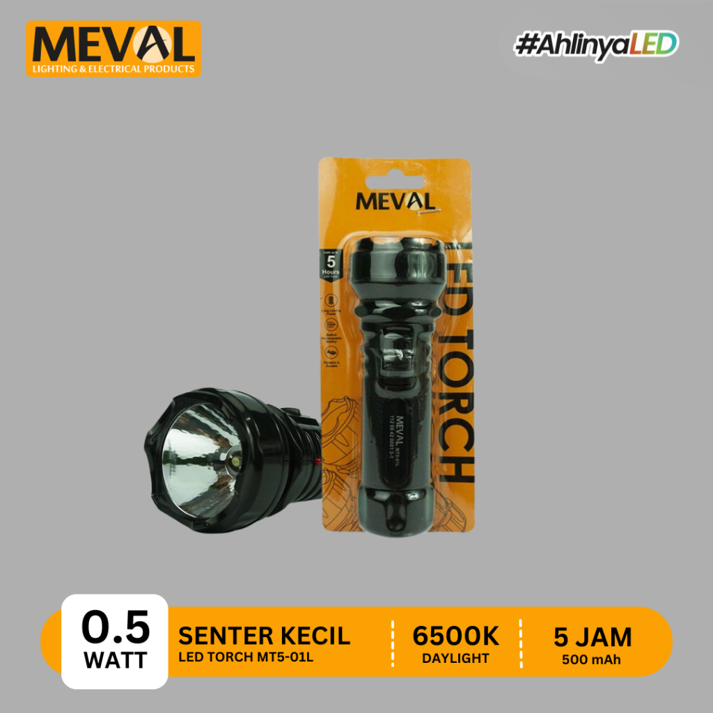 MEVAL Senter Kecil Flashlight 0.5W LED Torch MT5-01L