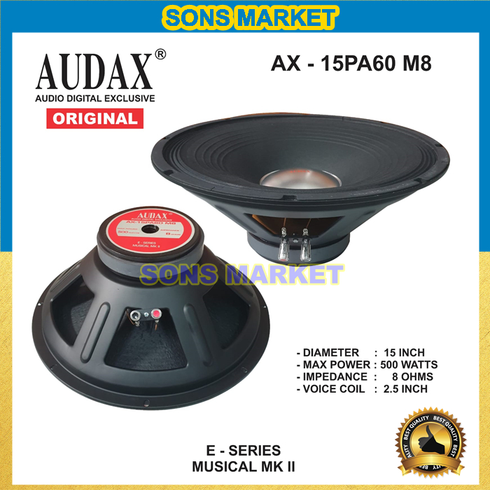 SPEAKER AUDAX AX 15 PA 60 FULL RANGE 15in 15inch 500 WATT 15PA60 AX 15PA60 M8 ORIGINAL AUDAX INDONES
