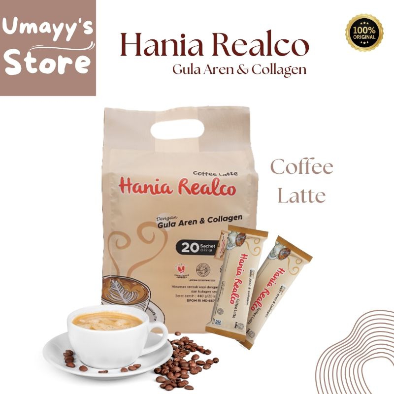 

Hania Realco Gula Aren Collagen Varian Coffe Latte | Kopi Kolagen Latte HNI