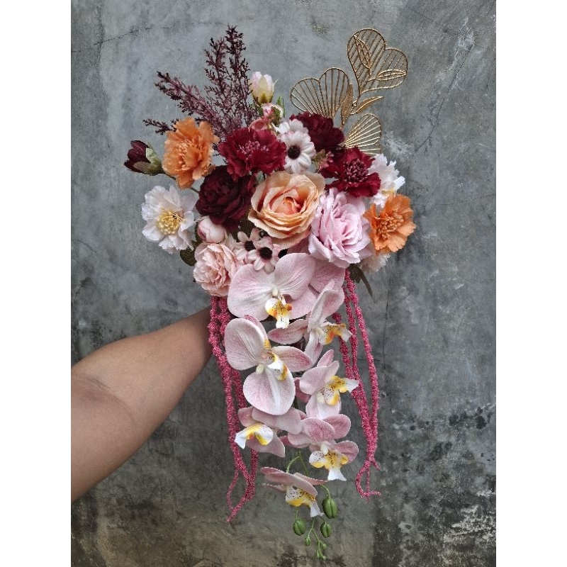 buket bunga pengantin handbouquet wedding bouquet bunga anggrek juntai buket viral kekinian