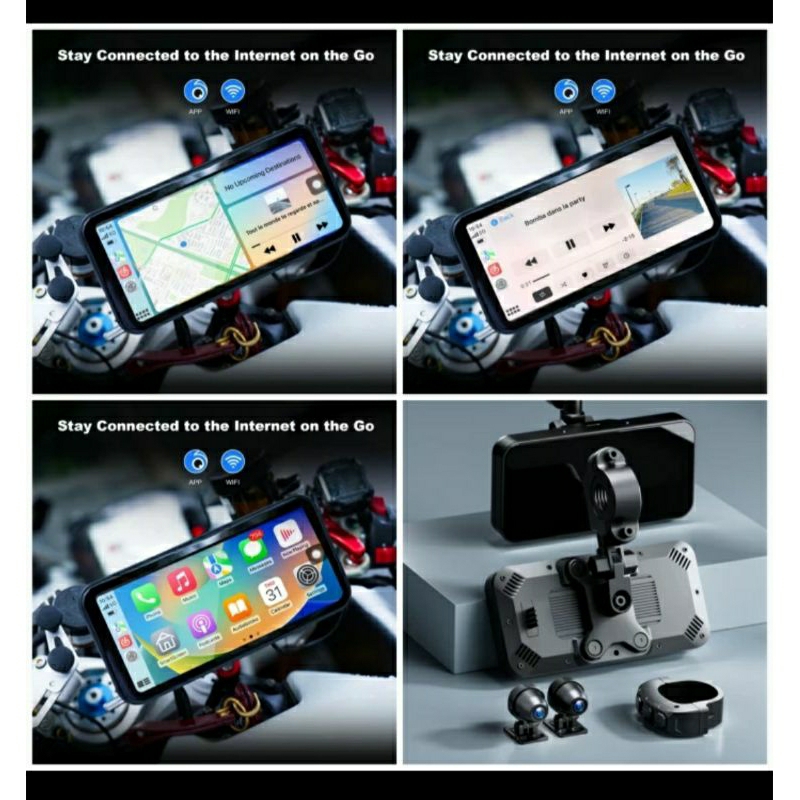 Navigasi GPS, Dashcam motor, android auto and iphone car play