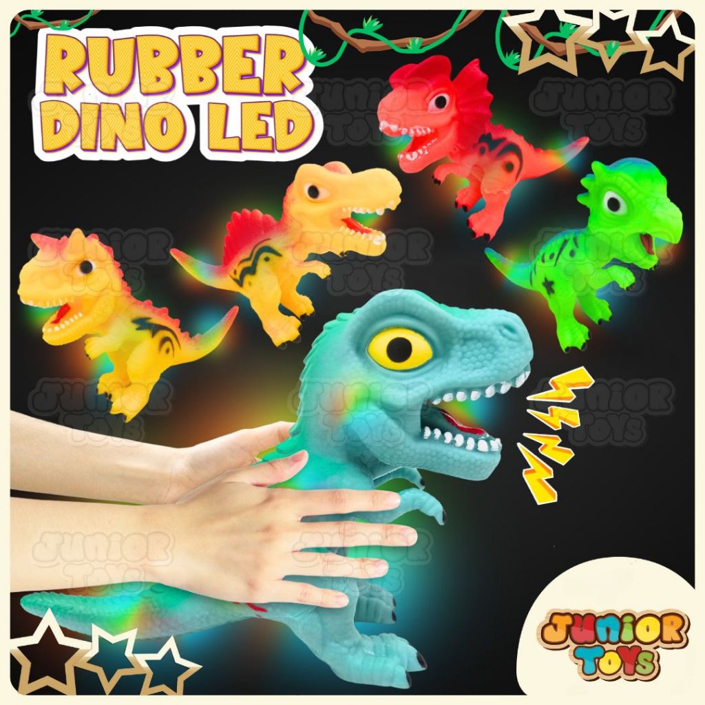 Mainan Anak Dinosaurus Karet Bisa Dipencet Nyala Lampu
