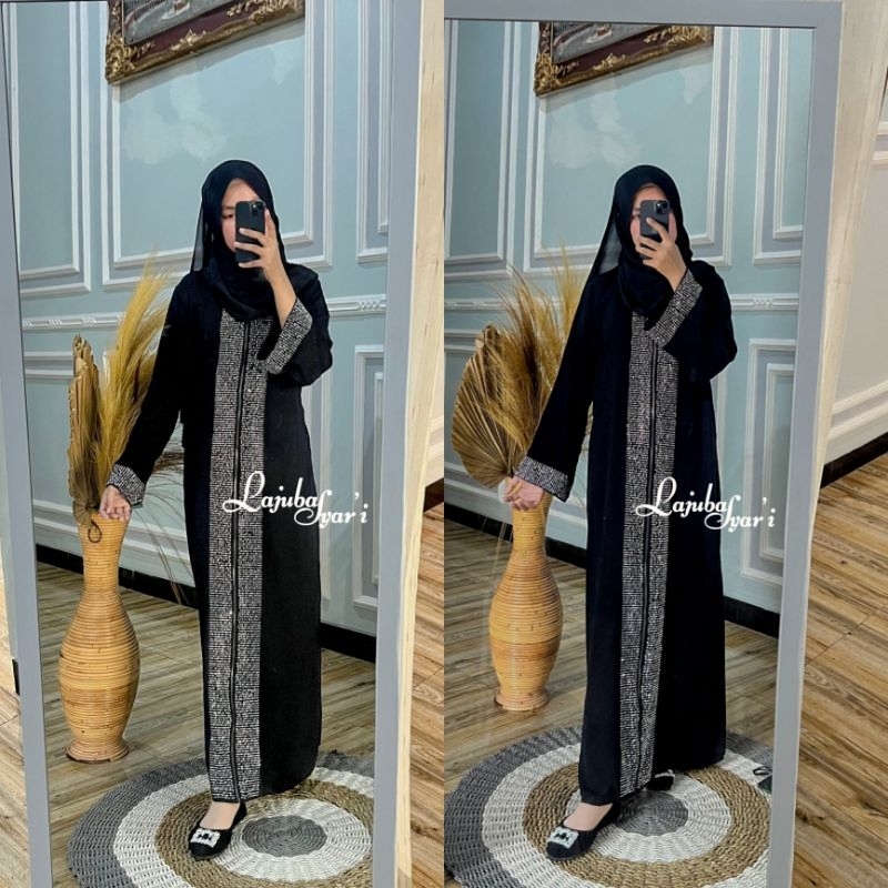 murah gamis abaya samia ziper  turkey terbaru- busana muslim - abaya arab kekinian-gamis hitam terba