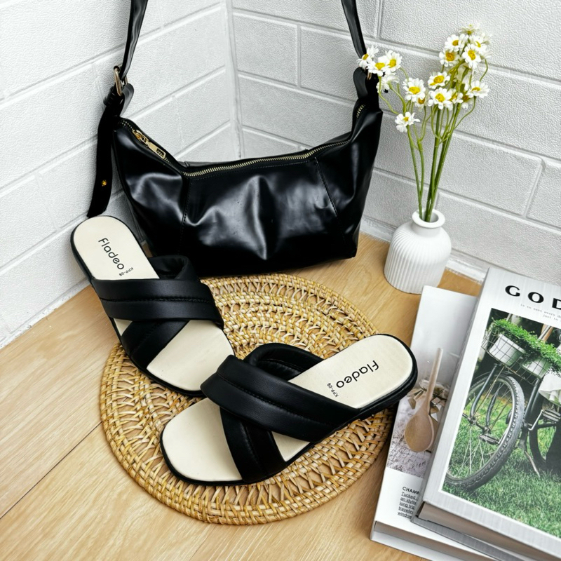 Beli 1 Gratis 1 Sandal Wanita Fladeo Model Silang Terbaru Gratis Tas Selempang Wanita Cantik