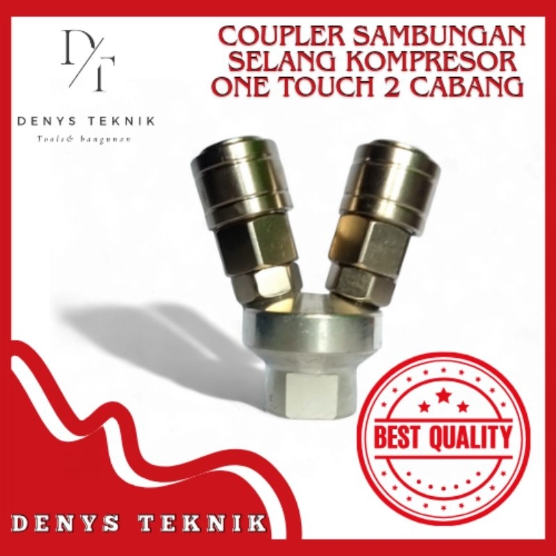 quick coupler one touch sambungan selang kompresor 2 cabang