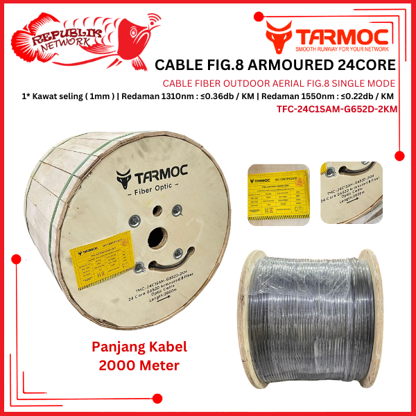 Tarmoc Fiber Optic Cable Fig 8 Armoured 24 Core 2000m | Kabel Fiber Optik Fig8 armored Indoor Outdoo