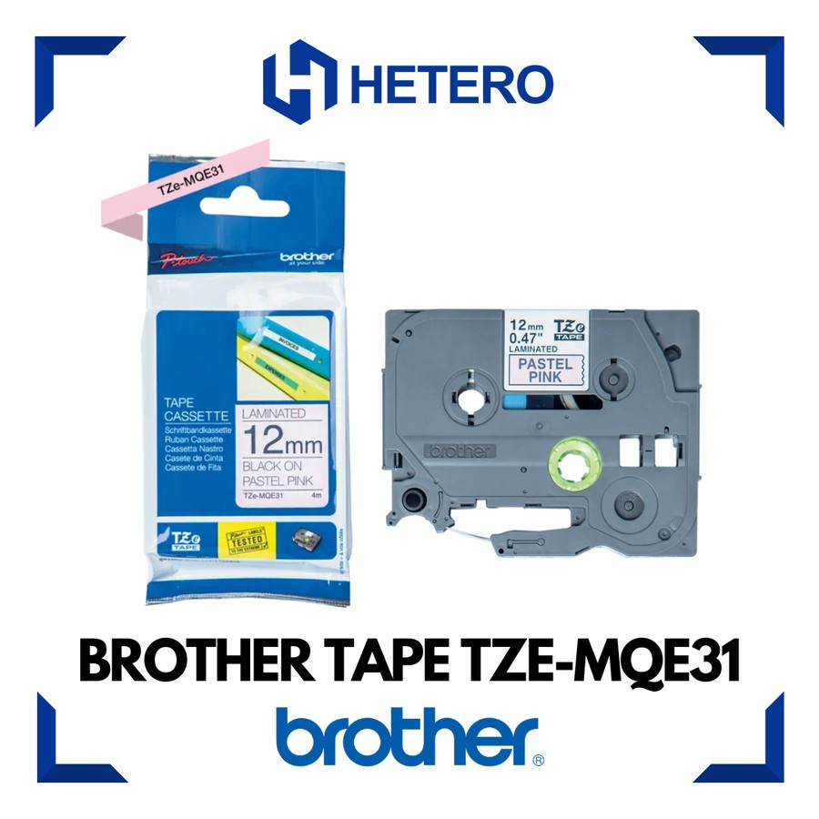 

BROTHER Color Tape TZE-MQE31 Black on Pastel Pink, 12mm