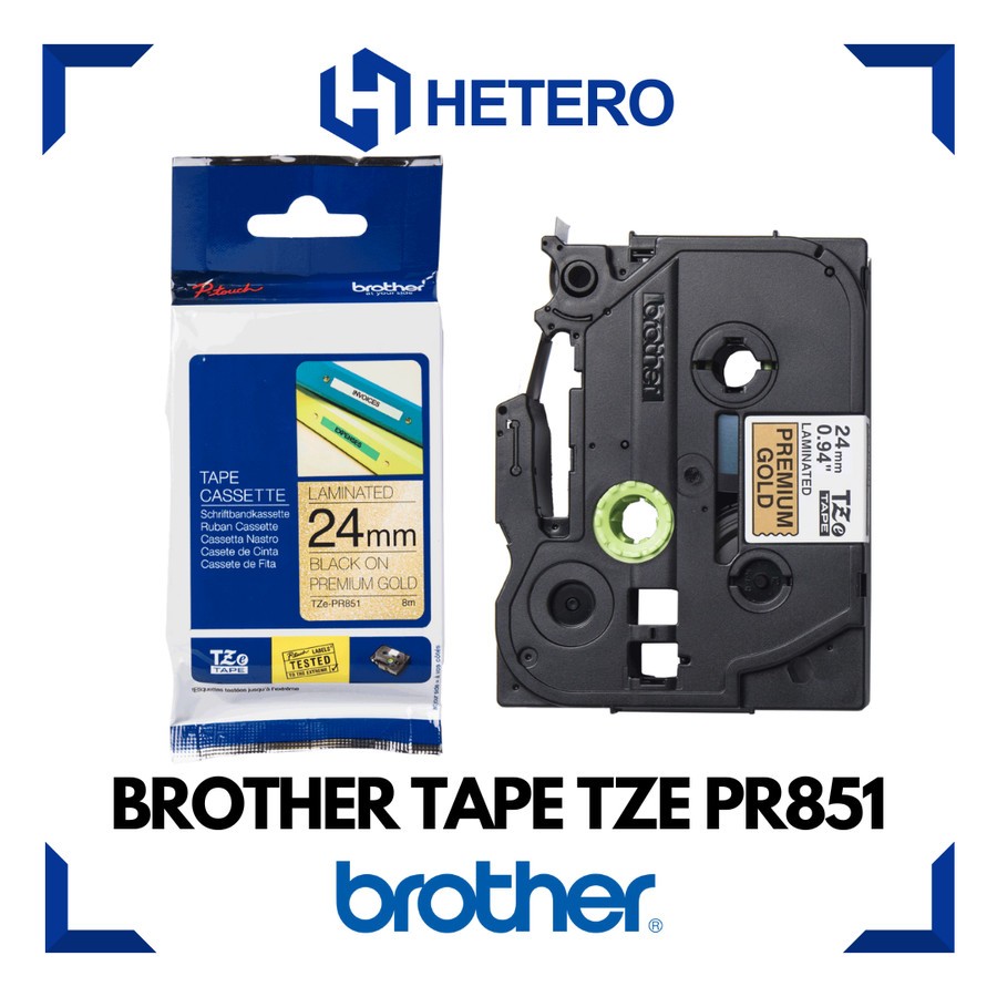 

BROTHER Color Tape TZE-PR851 Black on Premium Gold, 12mm