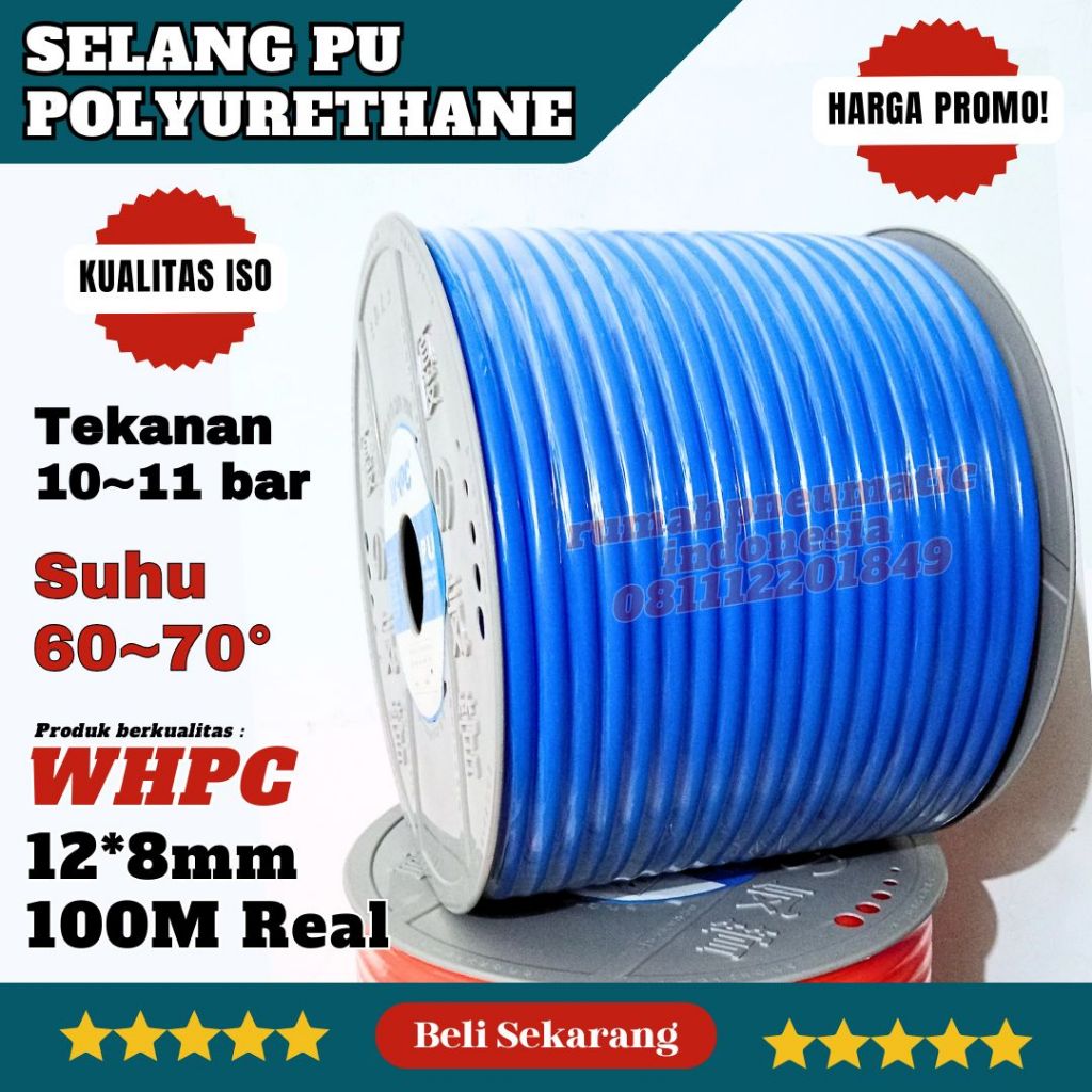 GROSIR 1 ROLL SELANG PU SELANG ANGIN SELANG UDARA UKURAN 10mm SELANG PU 10 x 6,5mm 100 METER