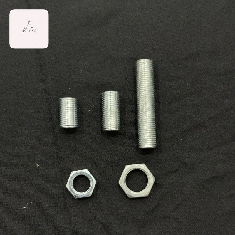 Sparepart besi lampu hias mur pipa drat kecil nepel kop base lampu
